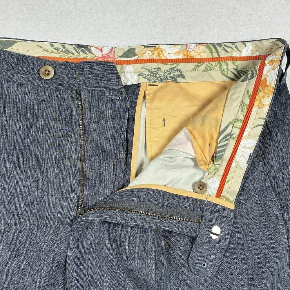Tommy Bahama Men's 36 X 30 Gray Straight Leg Silk Cotton Pleated Chino Pants